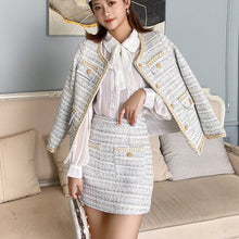 Load image into Gallery viewer, Autumn Winter Tweed Two Piece  Set Fashion Woolen Tweed Jacket Coat + Elegant A-Line Skirt Suits Two Piece Set Women