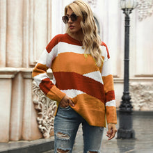 Load image into Gallery viewer, Autumn Winter Women Knitted Sweater 2021 Striped Color Block Pullover Long Sleeve Plus Size Casual Top Women's