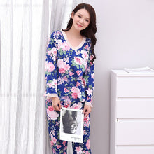 Load image into Gallery viewer, Autumn Winter Women Pajamas Beautiful Flower Print Pajama Sets Cotton Long Sleeve Sleepwear Women Homewear Pyjama Suit