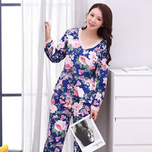 Load image into Gallery viewer, Autumn Winter Women Pajamas Beautiful Flower Print Pajama Sets Cotton Long Sleeve Sleepwear Women Homewear Pyjama Suit