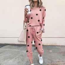 Load image into Gallery viewer, Autumn Winter Women&#39;s Print Leisure Two Piece Suit Home Loose Sports Fashion Leisure Suit Fashion Top And Pants S-3XL