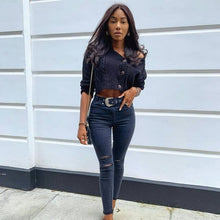 Load image into Gallery viewer, Autumn Women Cropped Cardigan Sweater Fall Knitwear Short Cardigan Long Sleeve Top Solid Color V-Neck Female Coat Cardigans