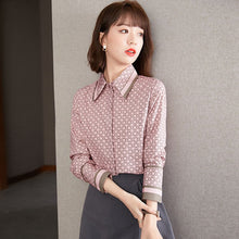 Load image into Gallery viewer, Autumn Women&#39;s Blouse New Top Long Sleeve Polo Shirt High-end Fashion Casual Loose Girl Printing Satin