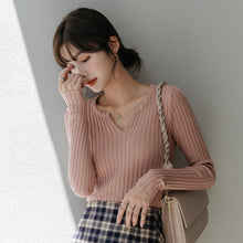 Load image into Gallery viewer, Autumn and Winter Bottoming Shirt is Built With slim Slimming V-neck Blouse Women&#39;s Long-sleeved Sexy Knit Sweater Trend Tops