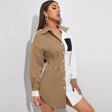 Load image into Gallery viewer, Autumn and Winter Women&#39;s Long-sleeved Chiffon Tops Mujer Shirt New Women&#39;s Waist Contrast Color Stitching Jacket Pocket