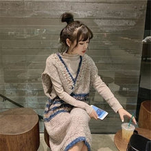 Load image into Gallery viewer, Autumn and winter net red foreign style sweater set female ins super fairy elegant style knitted vest two-piece dress