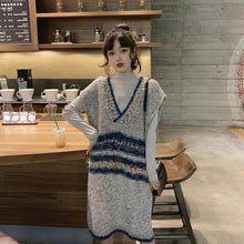 Load image into Gallery viewer, Autumn and winter net red foreign style sweater set female ins super fairy elegant style knitted vest two-piece dress