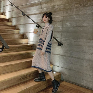 Autumn and winter net red foreign style sweater set female ins super fairy elegant style knitted vest two-piece dress