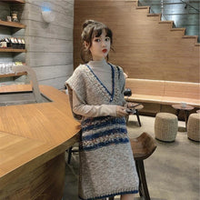 Load image into Gallery viewer, Autumn and winter net red foreign style sweater set female ins super fairy elegant style knitted vest two-piece dress