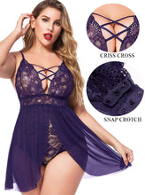 Load image into Gallery viewer, Avidlove Plus Size Babydoll Womens Snap Crotch Lingerie V Neck Lace Nighty Mesh Sleepwear Sexy Lingerie for Women Erotic  L-5XL