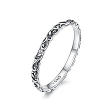 Load image into Gallery viewer, BAMOER Engraved Pattern Ring Real 925 Sterling Silver Black Tibetan Silver Small Finger Rings Unisex Fine Jewelry SCR513
