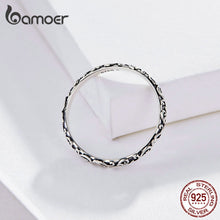 Load image into Gallery viewer, BAMOER Engraved Pattern Ring Real 925 Sterling Silver Black Tibetan Silver Small Finger Rings Unisex Fine Jewelry SCR513