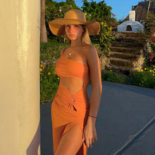 Load image into Gallery viewer, Backless Midi Dress Sexy Orange One Shoulder Slim Summer Dress for women Elegant Hollow Club Party Dresses Beachwear 2022 New