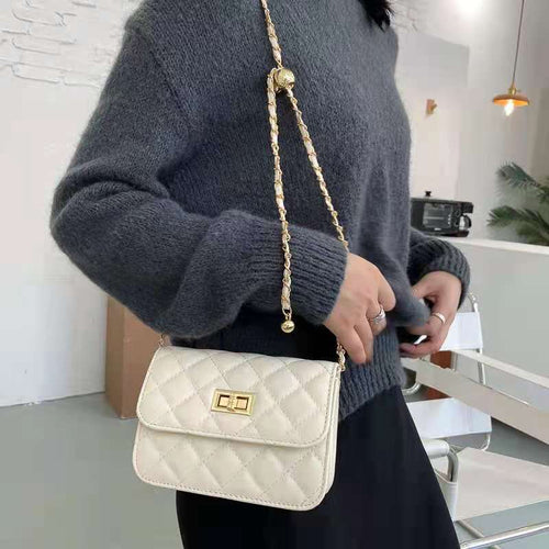 Bag handbags 2021 new simple and fashionable rhombic shoulder messenger chain bag western style small fragrance pu female bag tr