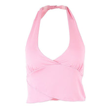 Load image into Gallery viewer, Bandage Halter Neck Cami Top Female Vest V-Neck Sleeveless Crop Top Backless Pink Cute Top Sexy Womens Clothing 2021