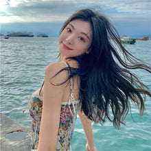 Load image into Gallery viewer, Beach Summer Boho Floral Crop Top Women Print Backless Sexy Vintage Bustiers Crop Korean Chic Casual High Street Halter Top 2021