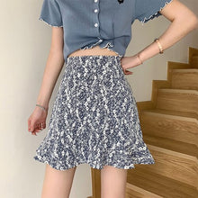 Load image into Gallery viewer, Beach Summer Floral Fishtail Mini Skirts Women A-line Slim Print Elegant Korean Clothing Designer Street Fashion Skirts 2021 New