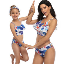 Load image into Gallery viewer, Beachwear 2021 Split Print Parent-Child Swimsuit Ruffled Bikinis Set  Mother And Daughter Swimwear Sexy Bathing Suit Family Look