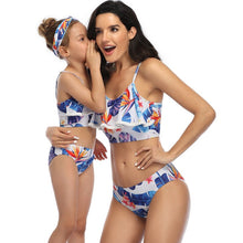 Load image into Gallery viewer, Beachwear 2021 Split Print Parent-Child Swimsuit Ruffled Bikinis Set  Mother And Daughter Swimwear Sexy Bathing Suit Family Look