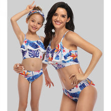 Load image into Gallery viewer, Beachwear 2021 Split Print Parent-Child Swimsuit Ruffled Bikinis Set  Mother And Daughter Swimwear Sexy Bathing Suit Family Look