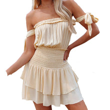 Load image into Gallery viewer, Beachwear Holiday Mini Dress Women 2021 Summer New Arrivals Waist Fashion Ruffled Off-The-Shoulder And Chest-Wrapped Short Dress