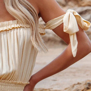Beachwear Holiday Mini Dress Women 2021 Summer New Arrivals Waist Fashion Ruffled Off-The-Shoulder And Chest-Wrapped Short Dress