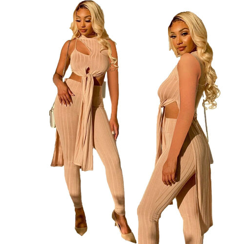 Best Match Solid Color Two Piece Pants Set Women Clothes Trendy Chic Off Shoulder Top And High Waist Trousers Wholesale