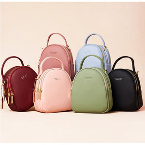 Big Capacity 3 Layer Women Backpack Fashion Small Backpack Ladies Shoulder Crossbody Bag Soft Leather Female Mini Bolsa