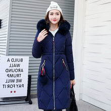 Load image into Gallery viewer, Big Fur Winter Coat Thickened Parka Women Stitching Slim Long Winter Coat Down Cotton Ladies Down Parka Down Jacket Women