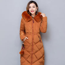 Load image into Gallery viewer, Big Fur Winter Coat Thickened Parka Women Stitching Slim Long Winter Coat Down Cotton Ladies Down Parka Down Jacket Women