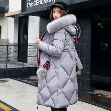 Load image into Gallery viewer, Big Fur Winter Coat Thickened Parka Women Stitching Slim Long Winter Coat Down Cotton Ladies Down Parka Down Jacket Women