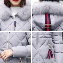 Load image into Gallery viewer, Big Fur Winter Coat Thickened Parka Women Stitching Slim Long Winter Coat Down Cotton Ladies Down Parka Down Jacket Women