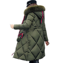 Load image into Gallery viewer, Big Fur Winter Coat Thickened Parka Women Stitching Slim Long Winter Coat Down Cotton Ladies Down Parka Down Jacket Women