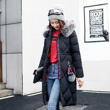 Load image into Gallery viewer, Big Fur Winter Coat Thickened Parka Women Stitching Slim Long Winter Coat Down Cotton Ladies Down Parka Down Jacket Women