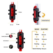 Load image into Gallery viewer, Bike Bicycle light Rechargeable LED Taillight USB Rear Tail Safety Warning Cycling light Portable Flash Light Super Bright