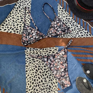 Bikini Floral Swimwear Women Biquini Print Bikini Set Bathing Suit Women Swimsuit Low Waist Black Bikinis 2 piece set women