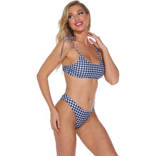 Load image into Gallery viewer, Bikini Plus Size Women&#39;s Swimwear Swimsuit Sports Grid Printing Thin Sling High Waist Sexy U Neckline