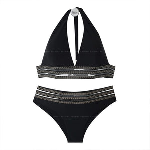 Bikini Set Women Biquinis Two Pieces Swimwear Solid Swimsuit High Quality Beach Wear 2021 black