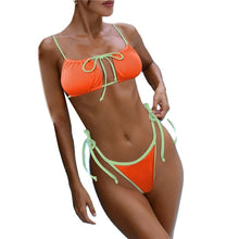 Load image into Gallery viewer, Bikini Swimsuit Beachwear Swimsuit Separate High Waist Bikini Solid Color Thin Sling Backless Conservative
