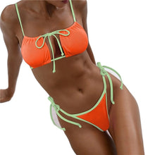 Load image into Gallery viewer, Bikini Swimsuit Beachwear Swimsuit Separate High Waist Bikini Solid Color Thin Sling Backless Conservative