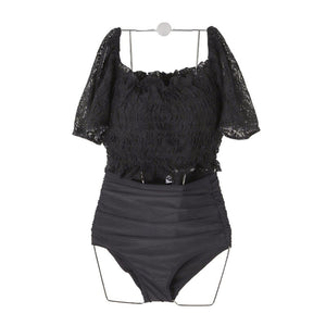 Black Bikini Set Women Push Up Padded  Swimwear Short Sleeve Swimsuit Summer Beach Wear High Waist Biquinis 2021 Hot Sale