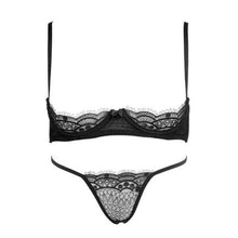 Load image into Gallery viewer, Black Eyelash Lace Women Underwear Temptation Thin Open Bra Panties Intimates Embroidery Bralette Panty Lingerie Sets