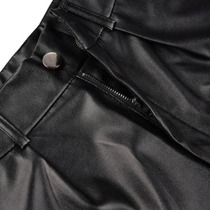 Black Lace Up Pu Shorts Women Spring Summer Fashion Elegant Pocket Women Clothing Office Bow Zip Casual Shorts Femme Slim Pants