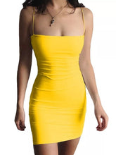 Load image into Gallery viewer, Black Sexy Dress Spaghetti Strap Female High Waist Sheath Club Dresses For Women Short Summer Mini Sleeveless Vestidos