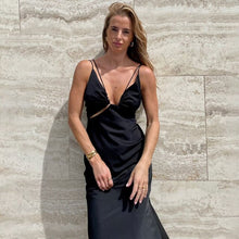 Load image into Gallery viewer, Black Sexy Spaghetti Strap Backless Summer Dress Women Off Shoulder Satin Long Dress Elegant Bodycon Party Dresses 2021 Sundress
