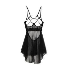 Load image into Gallery viewer, Black Sexy Womens Lingerie Nightgown Tulle Lace Gauze V-Neck Sleeping Dress Women Sleepwear Night Gown Nighty Home Clothes