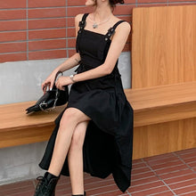 Load image into Gallery viewer, Black Spaghetti Strap Robe Goth Women Summer 2021 Elegant Sexy Party Irregular Gothic Long Dress Korean Style Clothes Vestidos
