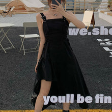 Load image into Gallery viewer, Black Spaghetti Strap Robe Goth Women Summer 2021 Elegant Sexy Party Irregular Gothic Long Dress Korean Style Clothes Vestidos