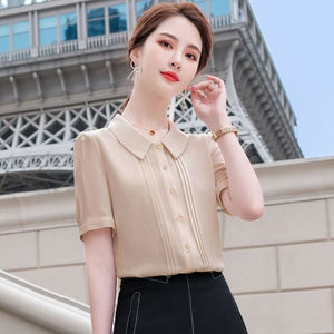 Blouse Women 2021 Summer Chiffon Shirts Blouse Tops Fashion Casual  Loose short  sleeve Blouses Femme Blusa plus size