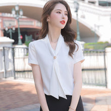 Load image into Gallery viewer, Blouse Women 2021 Summer Chiffon Shirts Blouse Tops Fashion Casual V-Neck Loose short  sleeve Blouses Femme Blusa plus size